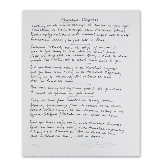 Hand-signed Marrakesh Express Lyric Manuscript